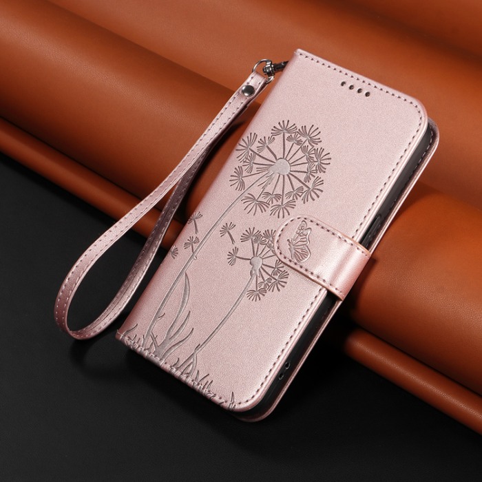 A-One Brand - Sony Xperia 10 VII Plånboksfodral Strap Dandelion Läder - Roséguld