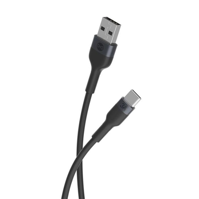 Forever - Forever Flexible USB-C till USB-A kabel 1m 3A - Svart