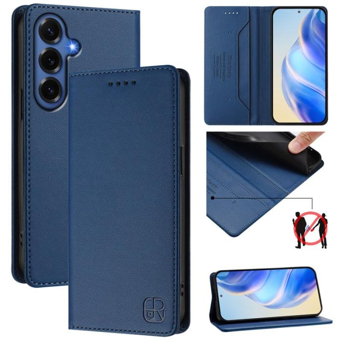 OEM - RINACASIS Samsung Galaxy S26+ Plånboksfodral Konstläder RFID Skydd - Blå