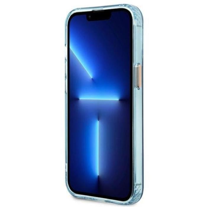 Guess - GUESS iPhone 13 Pro Skal MagSafe Gold Outline Translucent - Blå