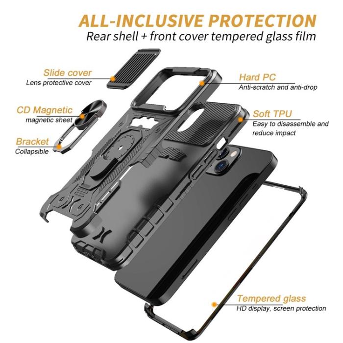 OEM - iPhone 14 Plus Skal Ringhållare Kickstand - Svart
