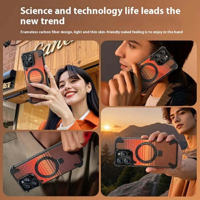 A-One Brand - iPhone 16 Pro Mobilskal Magsafe Aramid Fiber Kickstand - Svart