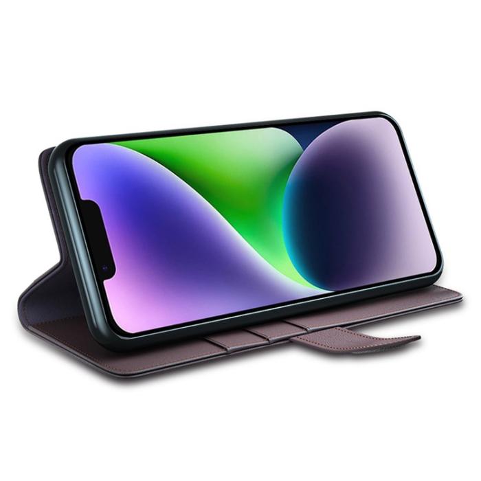 OEM - iPhone 15 Plånboksfodral Äkta Läder Anti-Dust - Brun