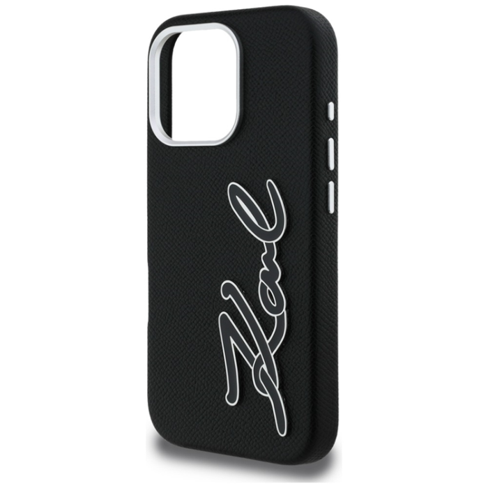 KARL LAGERFELD - Karl Lagerfeld Mobilskal För iPhone 16 Pro FW Grained Signature Logo - Svart