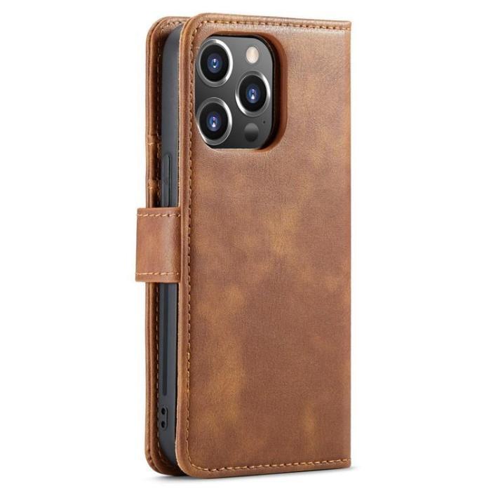 DG.MING - DG.MING iPhone 15 Pro Plånboksfodral Äkta Läder 2in1 - Brun