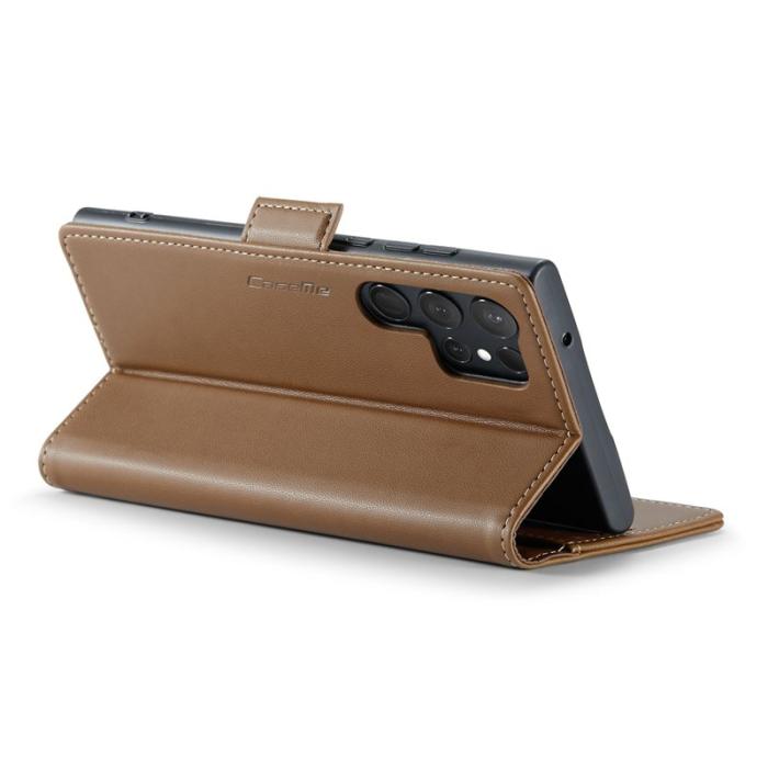 Caseme - CASEME Plånboksfodral Konstläder för Samsung Galaxy S23 Ultra - Brun