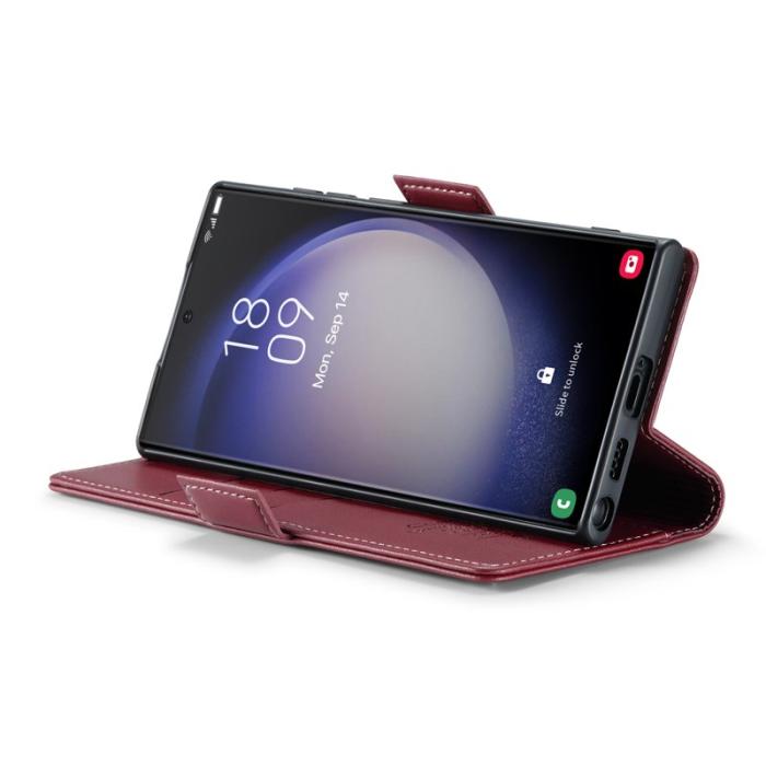 Caseme - CASEME Plånboksfodral Konstläder för Samsung Galaxy S23 Ultra - Röd
