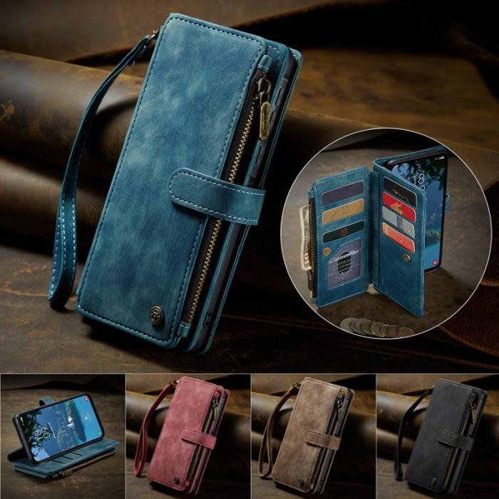 Caseme - CASEME Konstläder Plånboksfodral för Samsung Galaxy A56 5G med rem - Blå