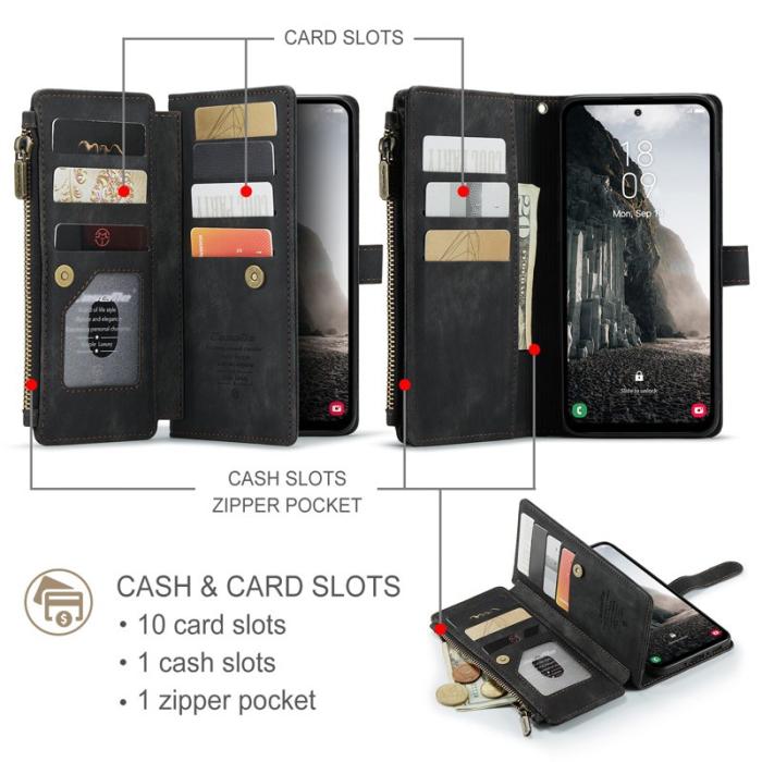 Caseme - CASEME Konstläder Plånboksfodral för Samsung Galaxy A56 5G - Svart