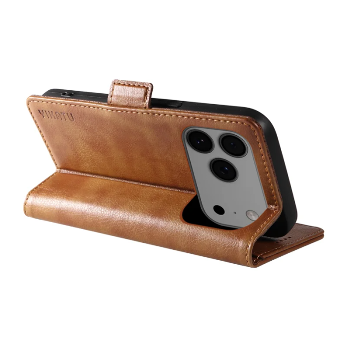 YIKATU - YIKATU iPhone 17 Pro Max Plånboksfodral Litchi Texture - Brun