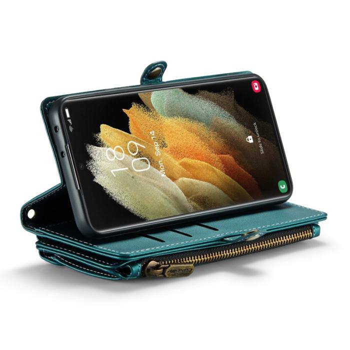 Caseme - CASEME Plånboksfodral Konstläder till Samsung Galaxy S21 Ultra 5G - Grön