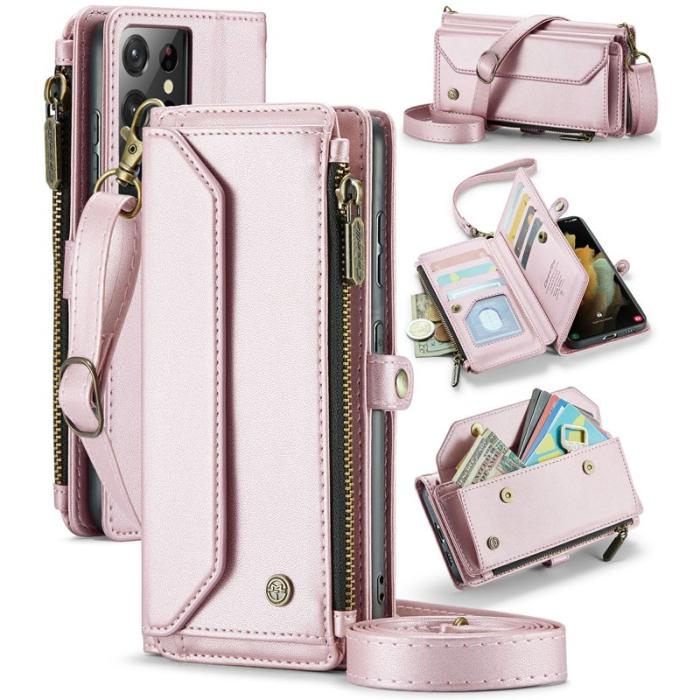 Caseme - CASEME Plånboksfodral Konstläder till Samsung Galaxy S21 Ultra 5G - Rosa