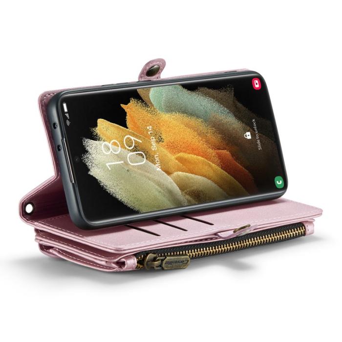 Caseme - CASEME Plånboksfodral Konstläder till Samsung Galaxy S21 Ultra 5G - Rosa
