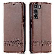 AZNS - AZNS Samsung Galaxy S22 5G Pl&aring;nboksfodral Konstl&auml;der - Brun