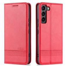 AZNS - AZNS Samsung Galaxy S22 5G Pl&aring;nboksfodral Konstl&auml;der - R&ouml;d