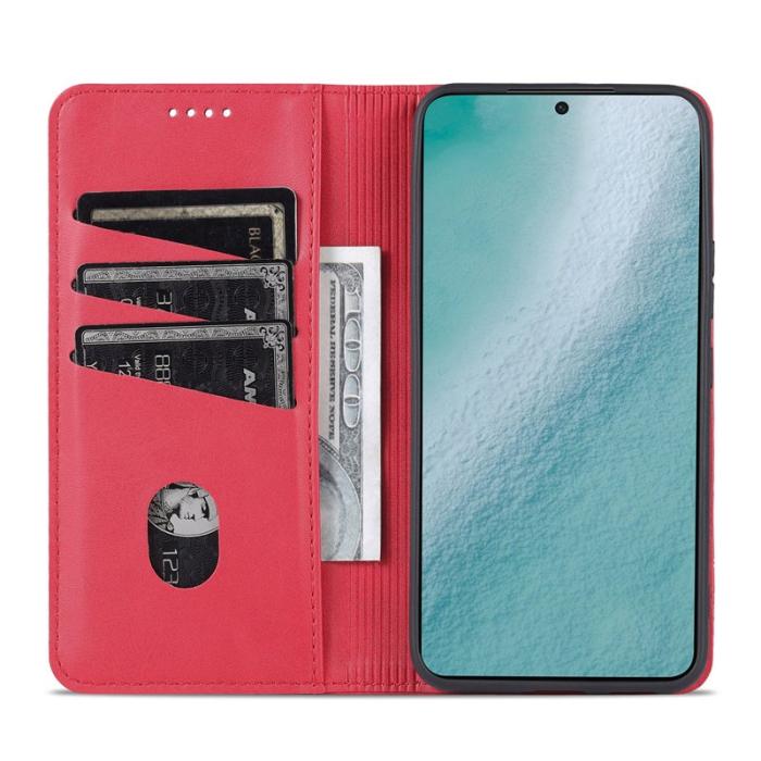 AZNS - AZNS Samsung Galaxy S22 5G Plånboksfodral Konstläder - Röd