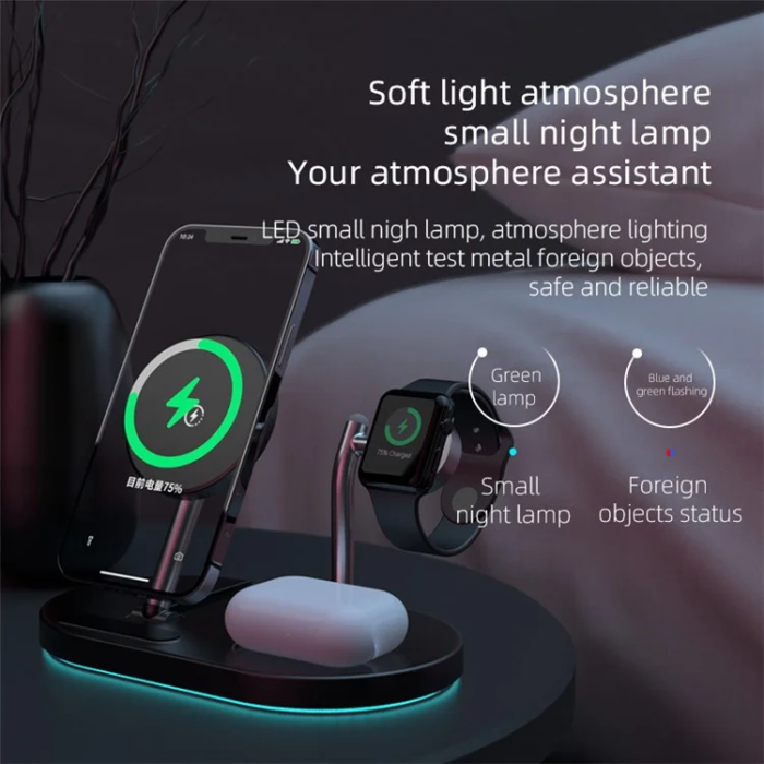 OEM - 4in1 MagSafe Trådlös Laddare iPhone, Apple Watch, Airpods
