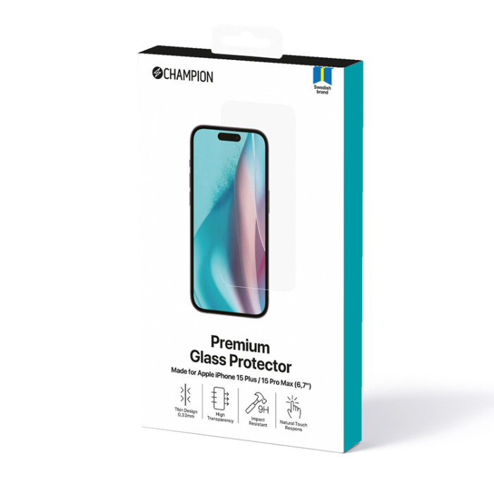 Champion - CHAMPION iPhone 15 Plus Härdat Glas Skärmskydd