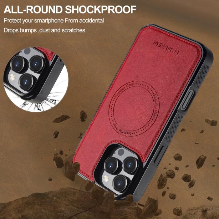 LC.imeeke - LC.IMEEKE L5 iPhone 16 Pro Fodral KonstLäder - Röd