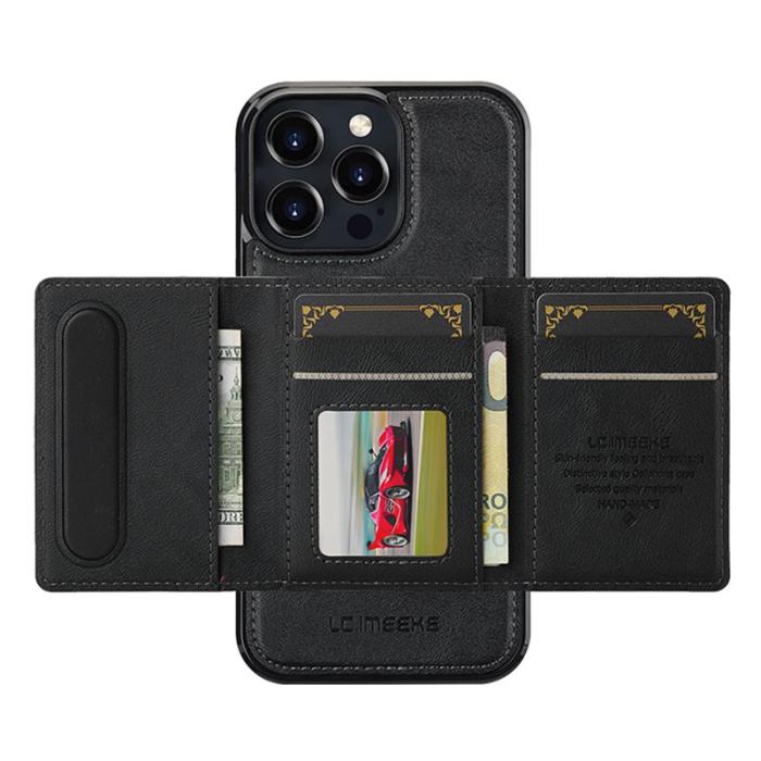LC.imeeke - LC.IMEEKE L5 iPhone 16 Pro Fodral KonstLäder - Svart
