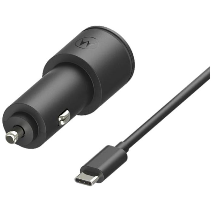 Motorola - Motorola Billaddare 45W 1xUSB-A 1xUSB-C med USB-C 1m Kabel TurboPower - Svart