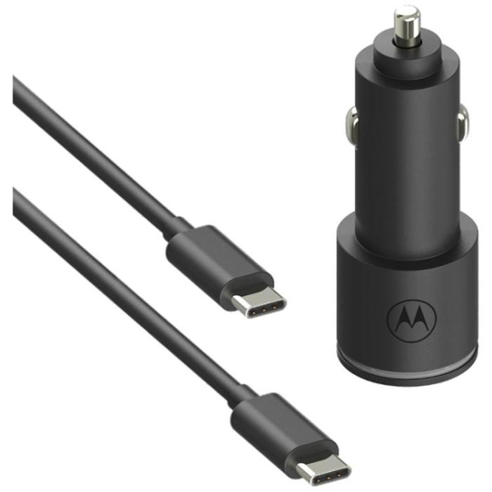 Motorola - Motorola Billaddare 45W 1xUSB-A 1xUSB-C med USB-C 1m Kabel TurboPower - Svart