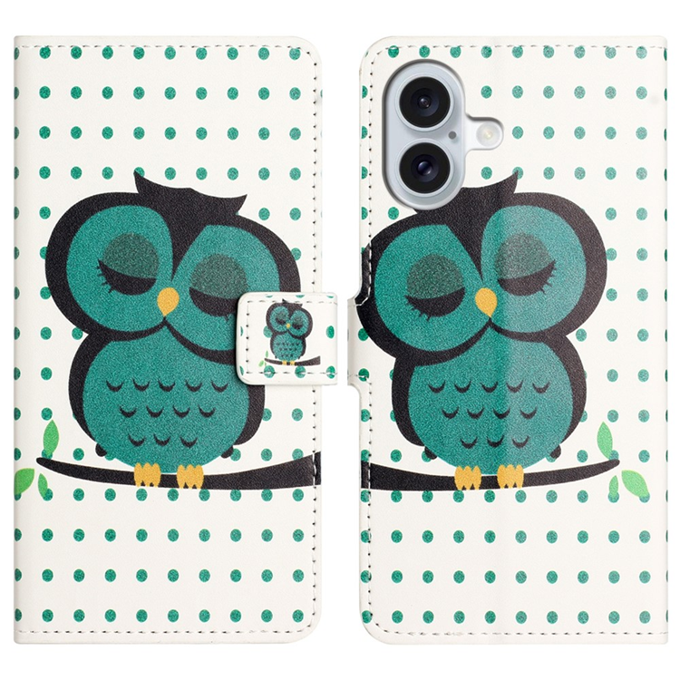 iPhone 17 Konstläder Plånboksfodral Pattern Print - Prickar Uggla | 2353 | AlltMobil