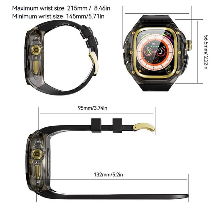 A-One Brand - Armband För Apple Watch Ultra 1/2/3 (49mm) Silikon med Skal - Guld/Svart