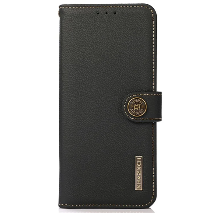 KHAZNEH - Khazneh Sony Xperia 1 VII Plånboksfodral Genuine Cow Läder - Svart