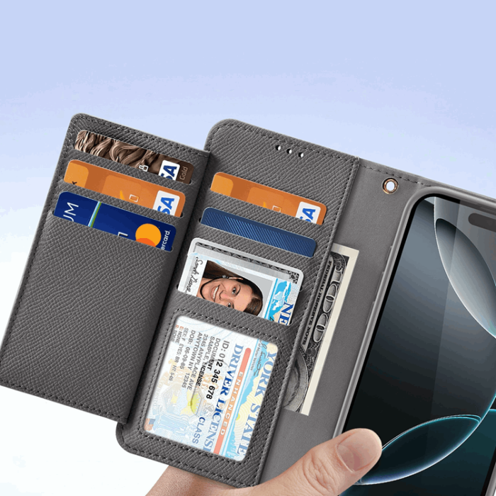 Dux Ducis - Dux Ducis iPhone 16 Pro Plånboksfodral Lawa Läder - Grå