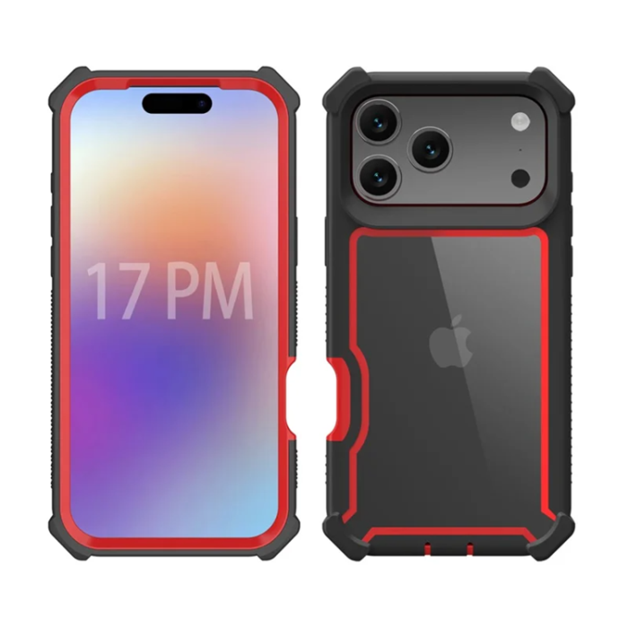 A-One Brand - iPhone 17 Pro Max Mobilskal TPU + PC Shockproof - Svart/Röd