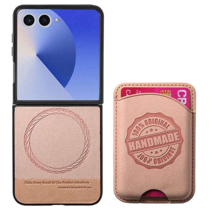 A-One Brand - Galaxy Z Flip 7 Mobilskal MagSafe Korthållare Denim Läder