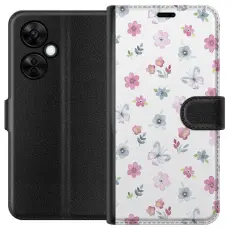 Gustaf - Pl&aring;nboksfodral till OnePlus Nord CE 3 Lite med Blommor och fj&auml;rillar
