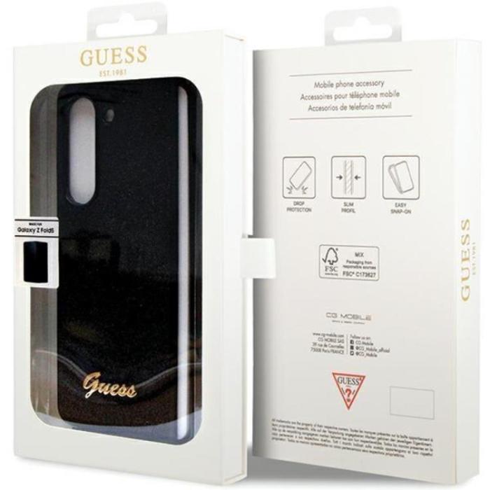Guess - Guess Galaxy Z Fold 5 Mobilskal Läder Triangle Strass - Svart