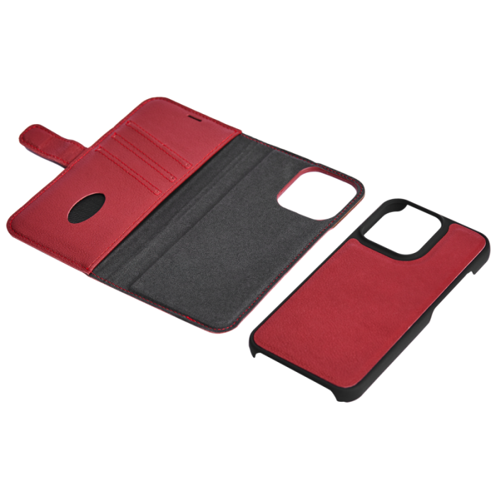 UTGATT1 - Essentials iPhone 13 Pro Max Plånboksfodral Äkta Läder Detachable