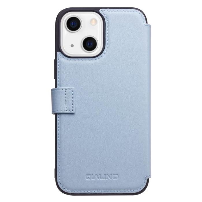 QIALINO - Qialino Äkta Läder Fodral iPhone 13 - Blå