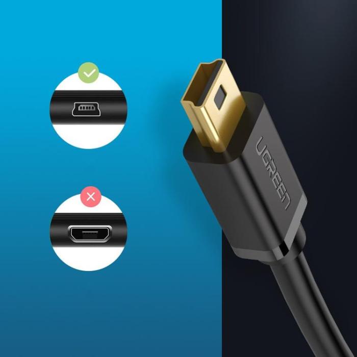 Ugreen - Ugreen USB Till Mini USB Kabel 1 m - Svart