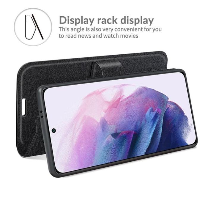 A-One Brand - Litchi Magnetic Fodral Galaxy S22 5G - Svart