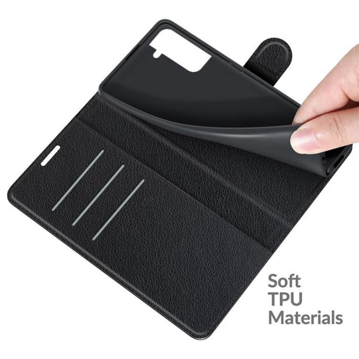 A-One Brand - Litchi Magnetic Fodral Galaxy S22 5G - Svart