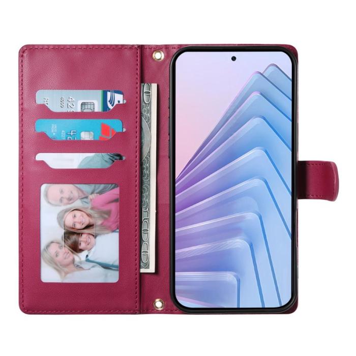 OEM - Samsung Galaxy S26 Fodral Rhombus Sömmar Ställ Läder - Röd