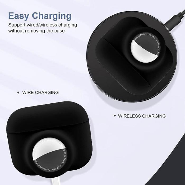 A-One Brand - 2-in-1 Silicone Skal Airpods Pro med Airtag - Svart