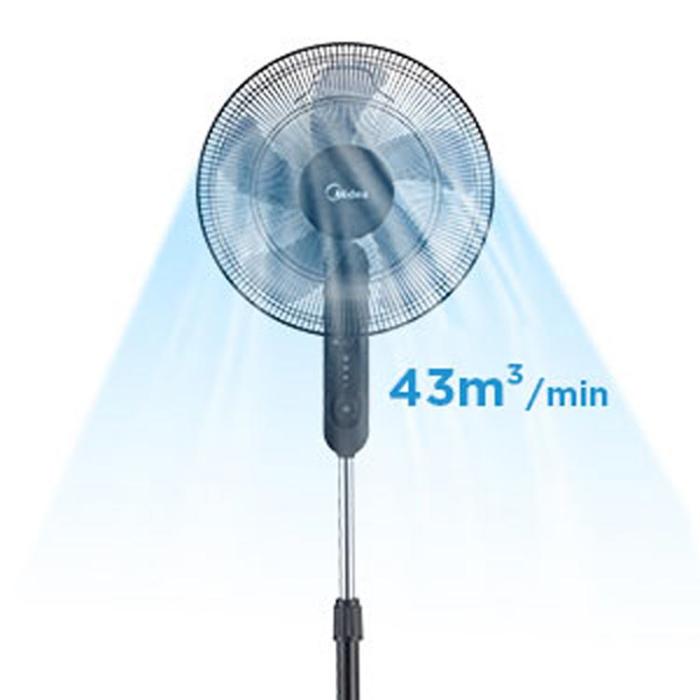 Midea - Midea Golvfläkt 3 Hastigheter och Fjärrkontroll - Svart