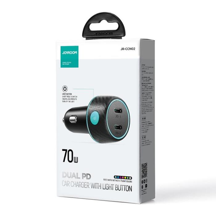 Joyroom - Joyroom Billaddare 2x USB-C 70W - Svart