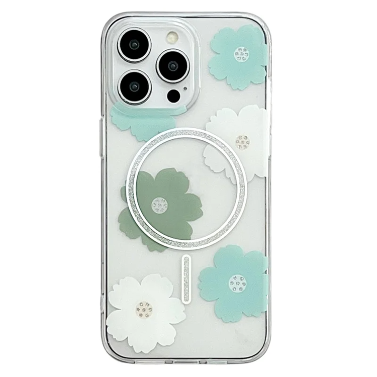 iPhone 16 Pro Max Mobilskal MagSafe Laser Floral (Grön Flowers) | 2353 | AlltMobil