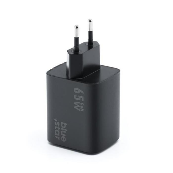 Blue Star - BLUE STAR Snabbladdare 65W 2x USB-C/USB-A PD QC GaN 4A Svart