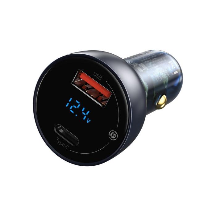 BASEUS - Baseus Billaddare USB/USB-C 65 W 5 A SCP Grå