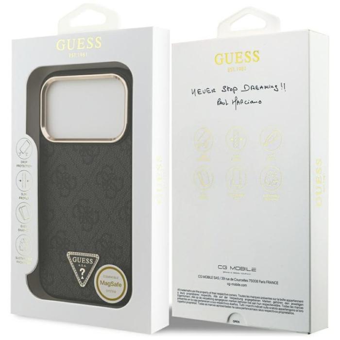 Guess - Guess iPhone 17 Pro Mobilskal MagSafe 4G Triangle Logo - Svart Guld