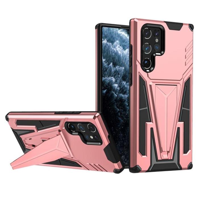 OEM - V-Shaped Kickstand Skal Galaxy S22 - Rosa Guld