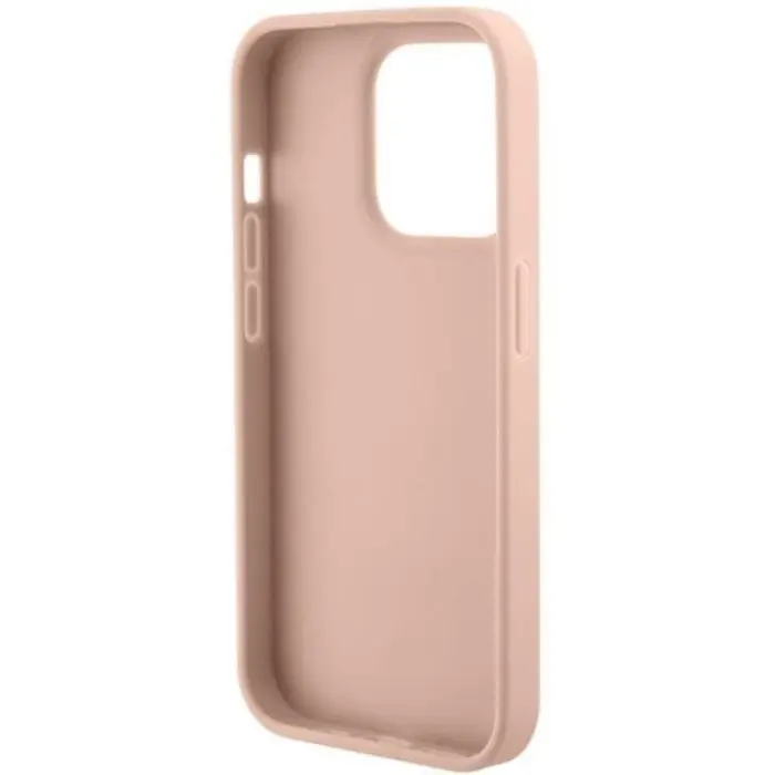 Guess - Guess iPhone 15 Mobilskal Croco Triangle Metal Logo - Rosa