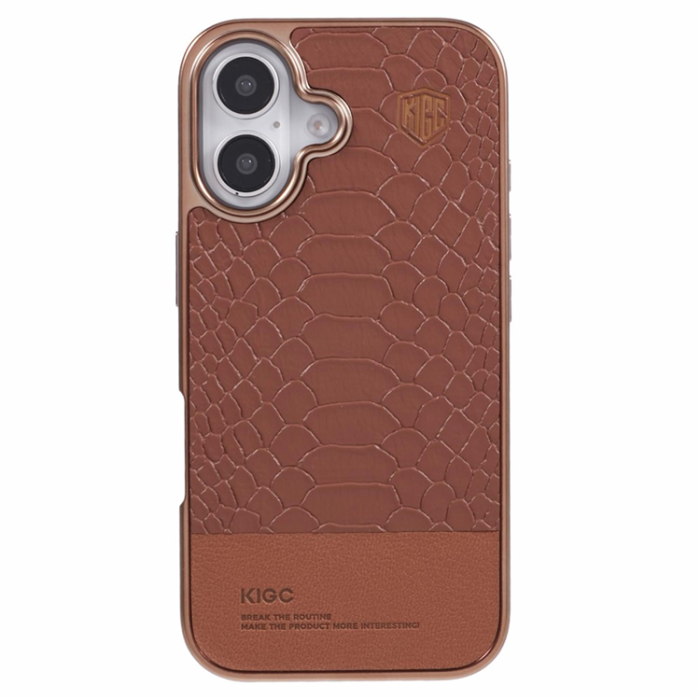 KIGC - KIGC iPhone 16 Mobilskal MagSafe Crocodile - Titanium Guld